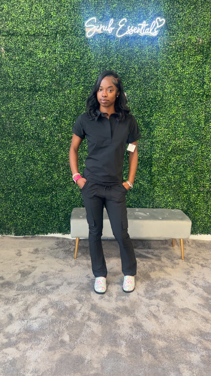 Luxe Stretch Collared Cargo Pocket Scrub Set