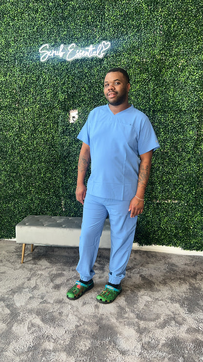 Men's Set V-Neck Tuck In Top Jogger Scrub Set