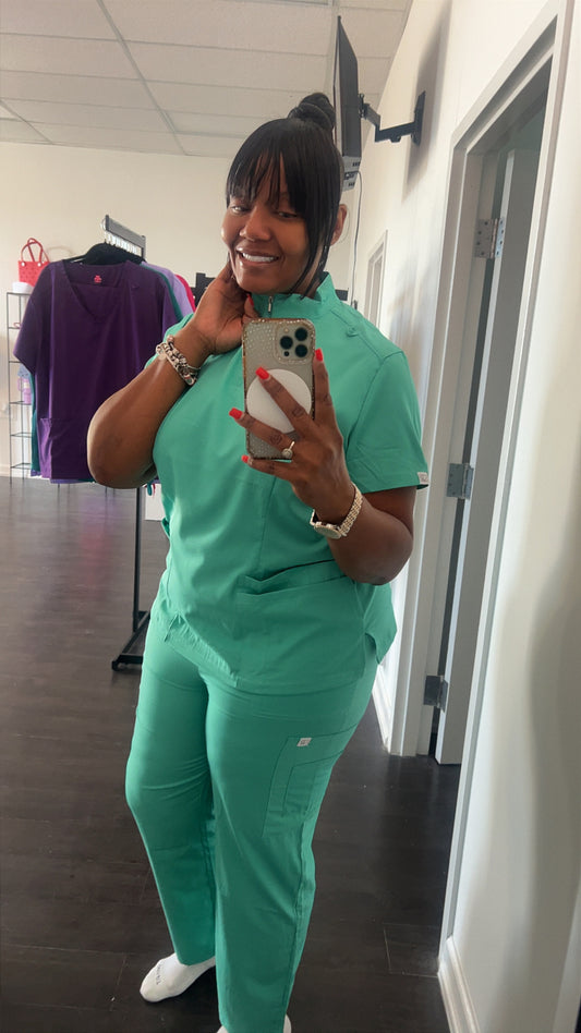 Scrub Essentials Zippered Top straight leg scrubs