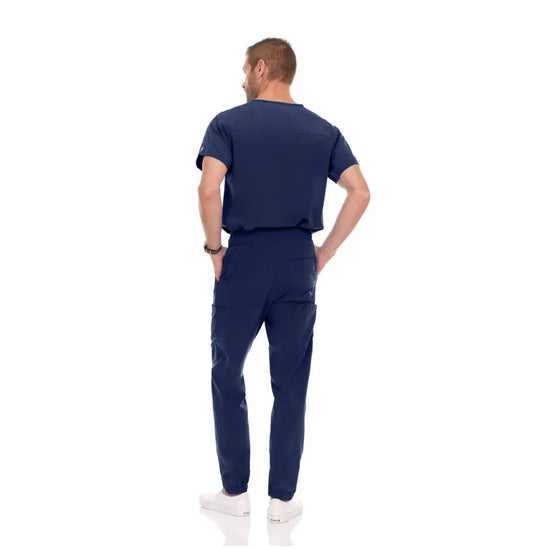 Men's Set V-Neck Tuck In Top & Tapered Leg Scrub Pant - Scrub Essentials 