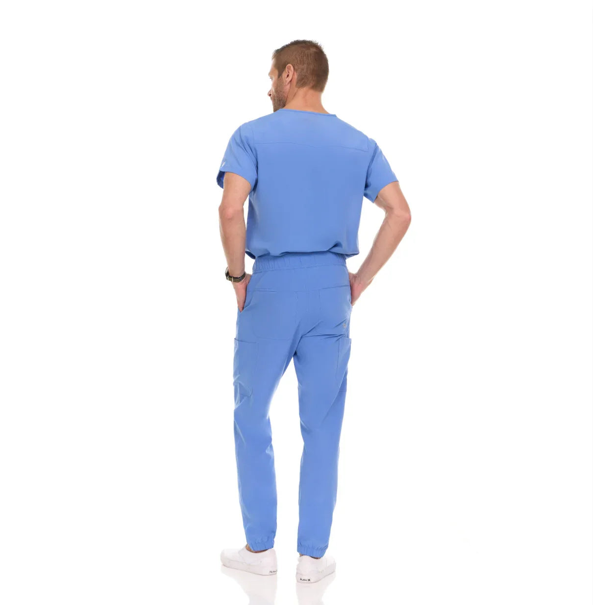 Men's Set V-Neck Tuck In Top & Tapered Leg Scrub Pant - Scrub Essentials 