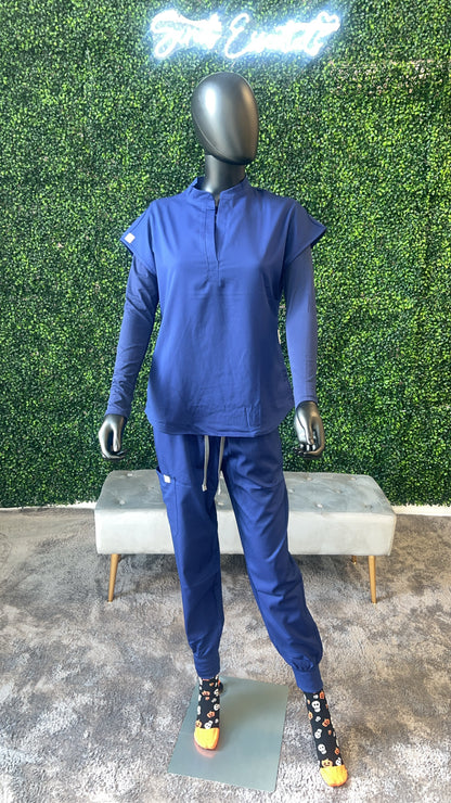 Sleeveless scrub top jogger set