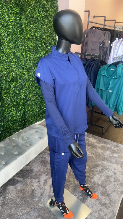 Sleeveless scrub top jogger set