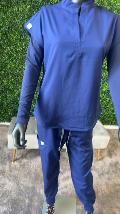 Sleeveless scrub top jogger set